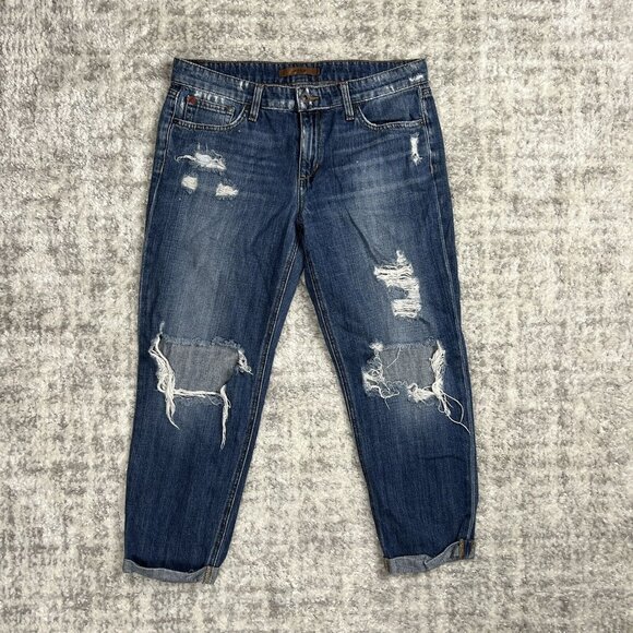 Joe's Jeans 29 Billie Crop Boyfriend Slim Crop Distressed Cuffed Japanese Denim - Picture 1 of 11